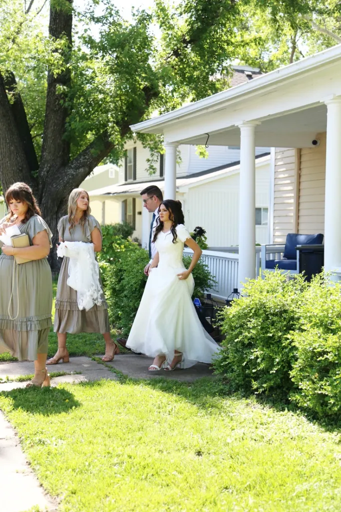 Bride Walking Outside the Palmer House
